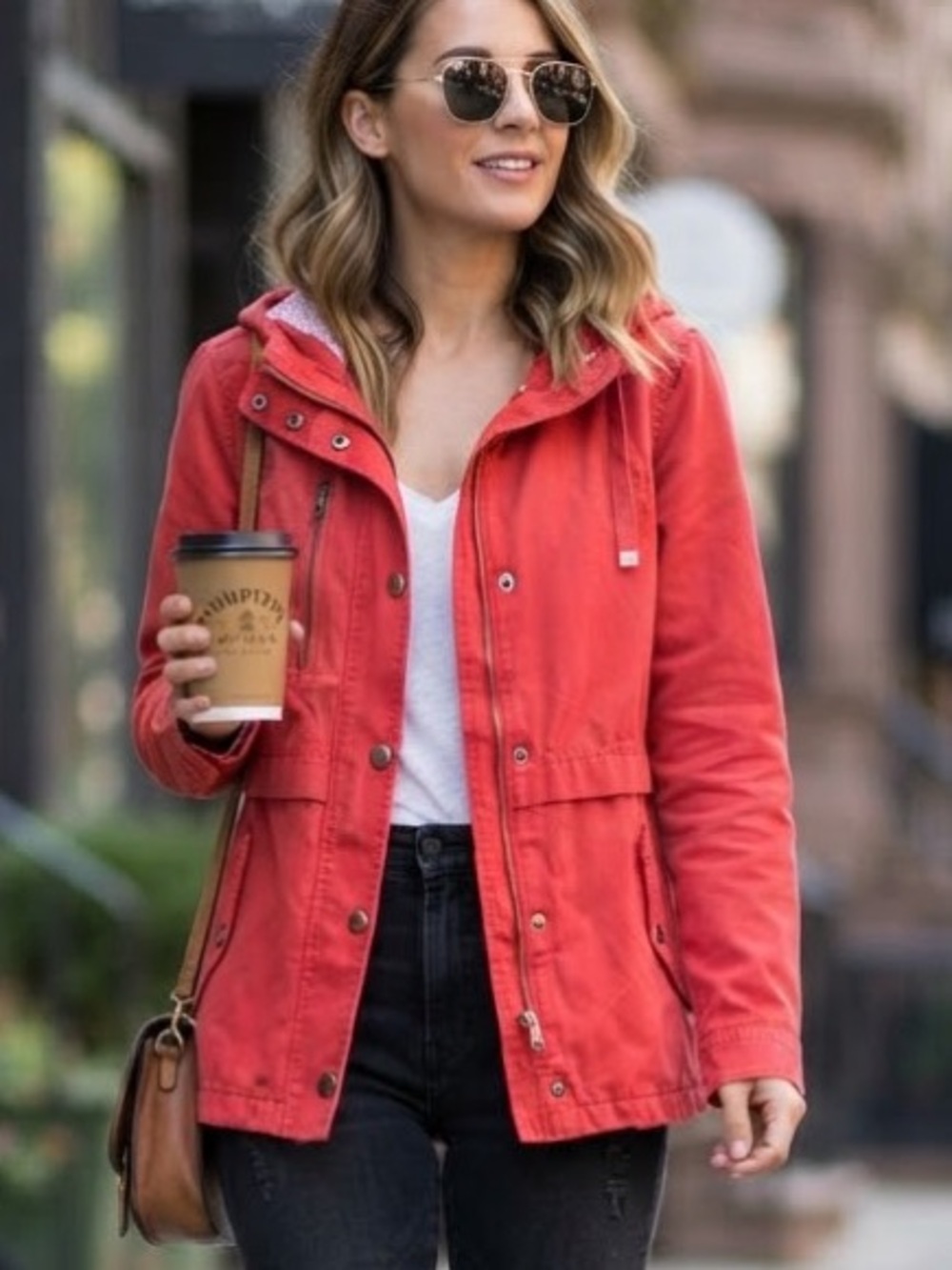 hinge Outdoor Coastal Coral Hooded Utility Jacket with Drawstring Waist